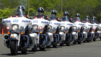 a line of police on motorcycles