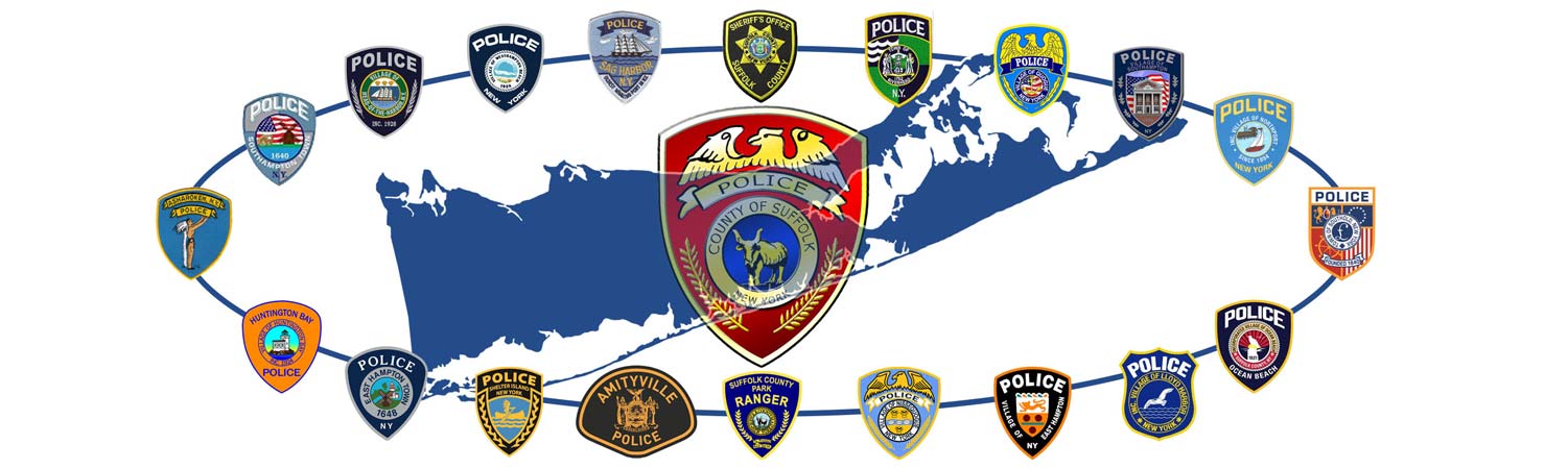 collage of all of the different local police departments united for SCPD Shield